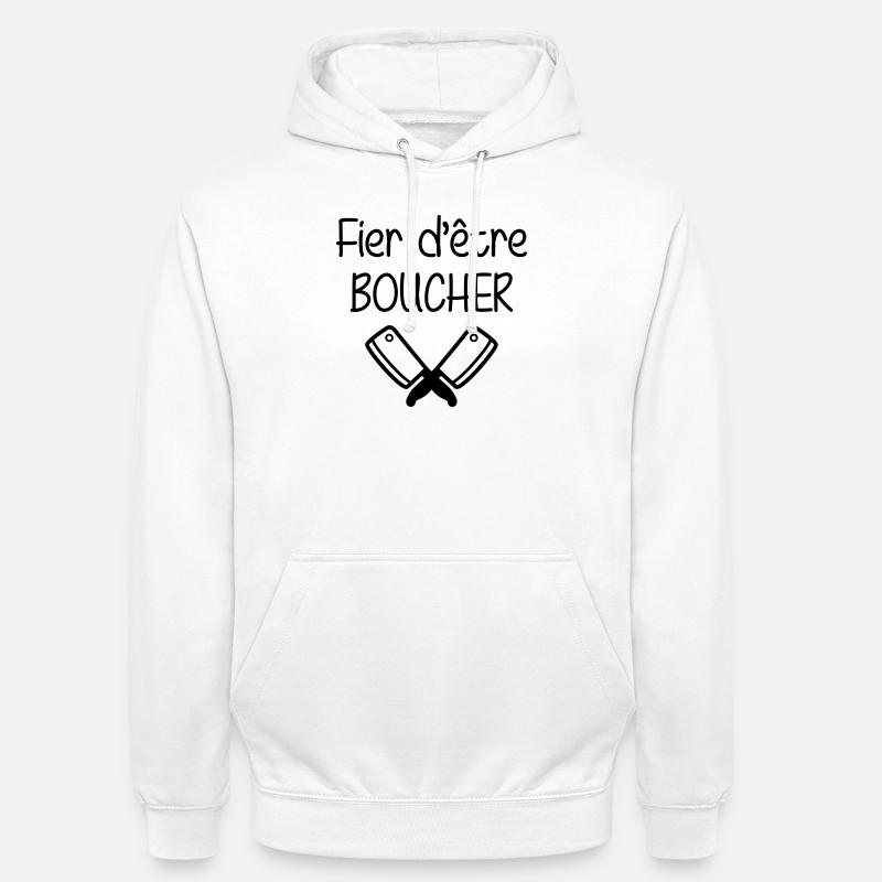 Fier d'être boucher - Sweat-shirt à capuche unisexe - blanc