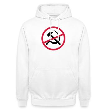Verboten Kommunismus Schild - Unisex Hoodie - Weiß - Vorne - AI Model Male 185 dark (185cm) & AI Model Female 172 dark (172cm)