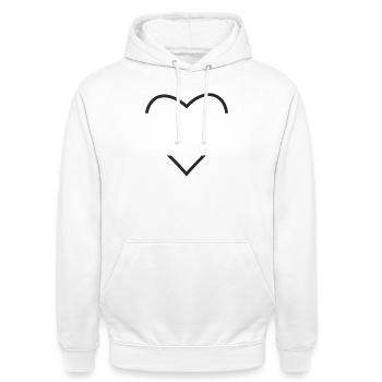 Herz zum personalisieren selbst gestalten - Unisex Hoodie - Weiß - Vorne - AI Model Male 185 dark (185cm) & AI Model Female 172 dark (172cm)