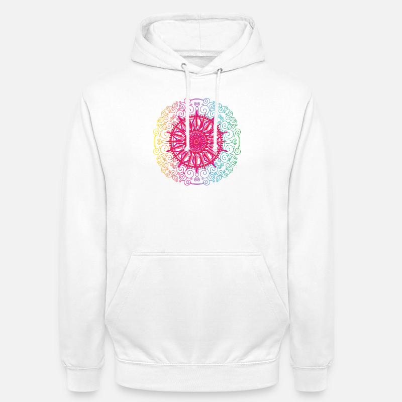 Rainbow Mandala Gradient Circle - Unisex Hoodie - white