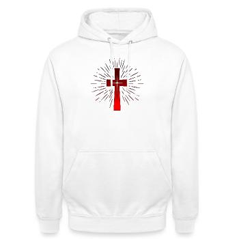 Christian Cross - Christian Faith - CHURCH - Unisex Hoodie - white - Front - AI Model Male 185 dark (185cm) & AI Model Female 172 dark (172cm)