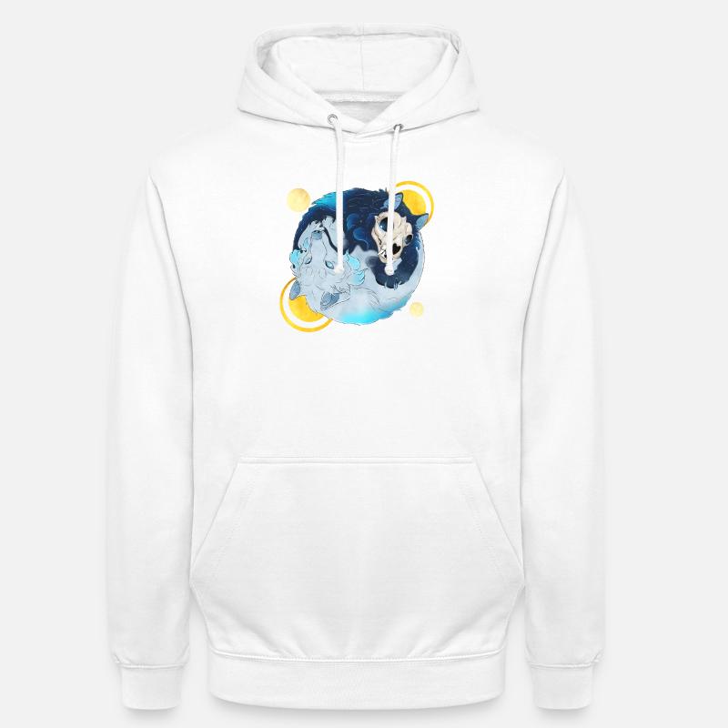 Blå blækånder - Tao Wolves Shadow & Light 2 - Hættetrøje unisex - hvid