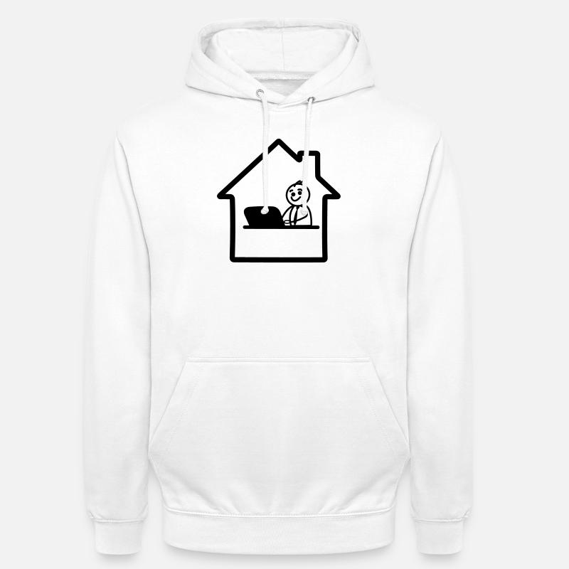 Arbeiten zu Hause einfaches Logo - Unisex Hoodie - Weiß