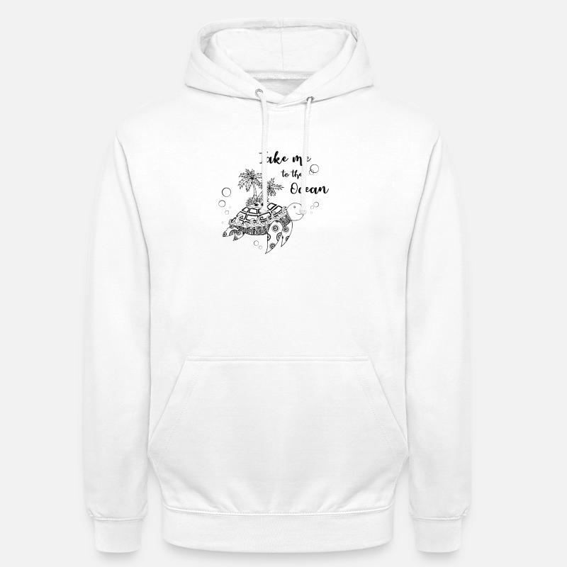 « Emmenez-moi à l’océan » - Tortue avec île - Sweat-shirt à capuche unisexe - blanc