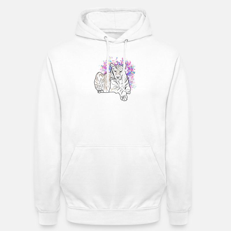 LYING TIGER - Unisex Hoodie - white