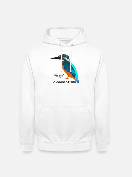 Kingfisher, scientific / German name - Unisex Hoodie - white