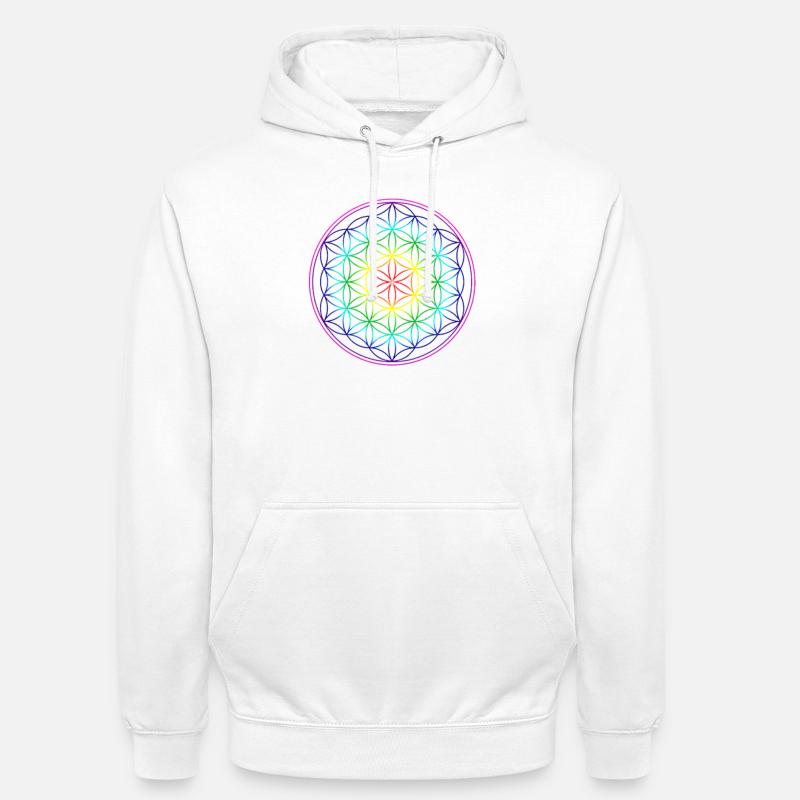 REGENBOGENBLUME DES LEBENS - Unisex Hoodie - Weiß