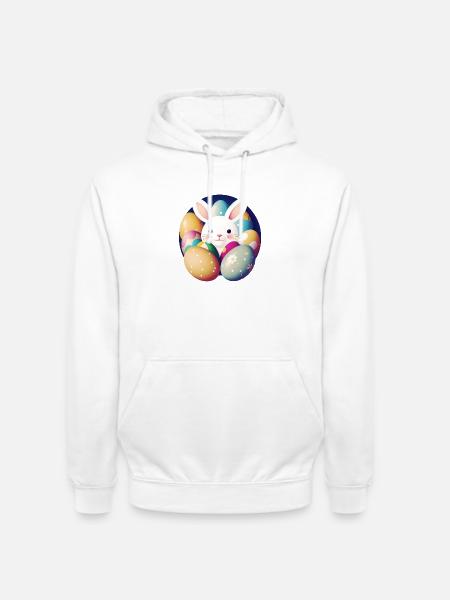 Easter bunny with Easter eggs - Unisex Hoodie - white