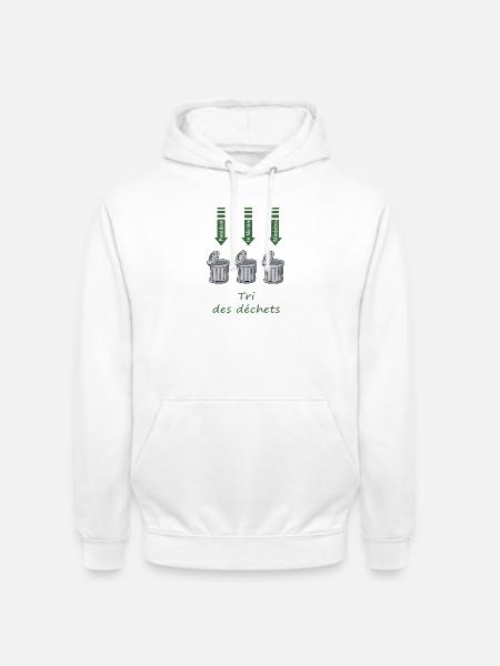 Tri des déchets - Sweat-shirt à capuche unisexe - blanc