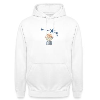 The constellation of Aries - Unisex Hoodie - white - Front - AI Model Male 185 dark (185cm) & AI Model Female 172 dark (172cm)