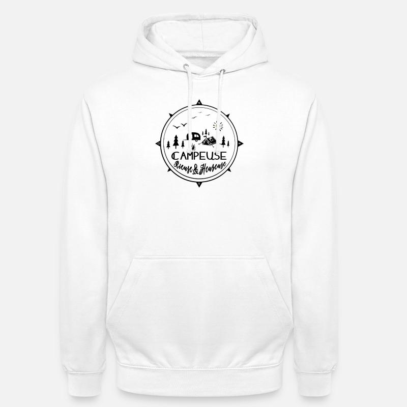 campeuse rieuse heureuse - Sweat-shirt à capuche unisexe - blanc