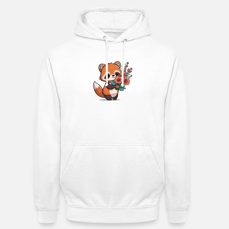 roter Panda mit Blumen - Unisex Hoodie - Weiß