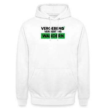 Wandern Wanderung Statement Wanderer Bergwanderung - Unisex Hoodie - Weiß - Vorne - AI Model Male 185 dark (185cm) & AI Model Female 172 dark (172cm)