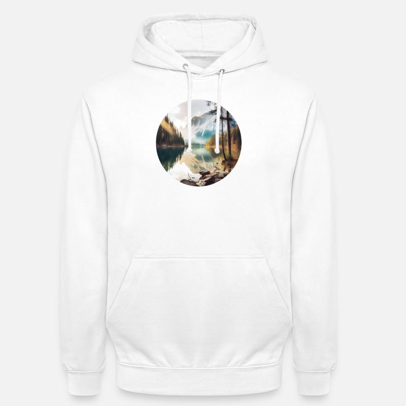 Alpensee Spiegelung Morgenglanz - Unisex Hoodie - Weiß
