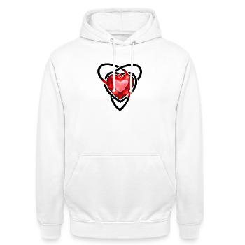 Facettiertes rotes Edelsteinherz - Unisex Hoodie - Weiß - Vorne - AI Model Male 185 dark (185cm) & AI Model Female 172 dark (172cm)