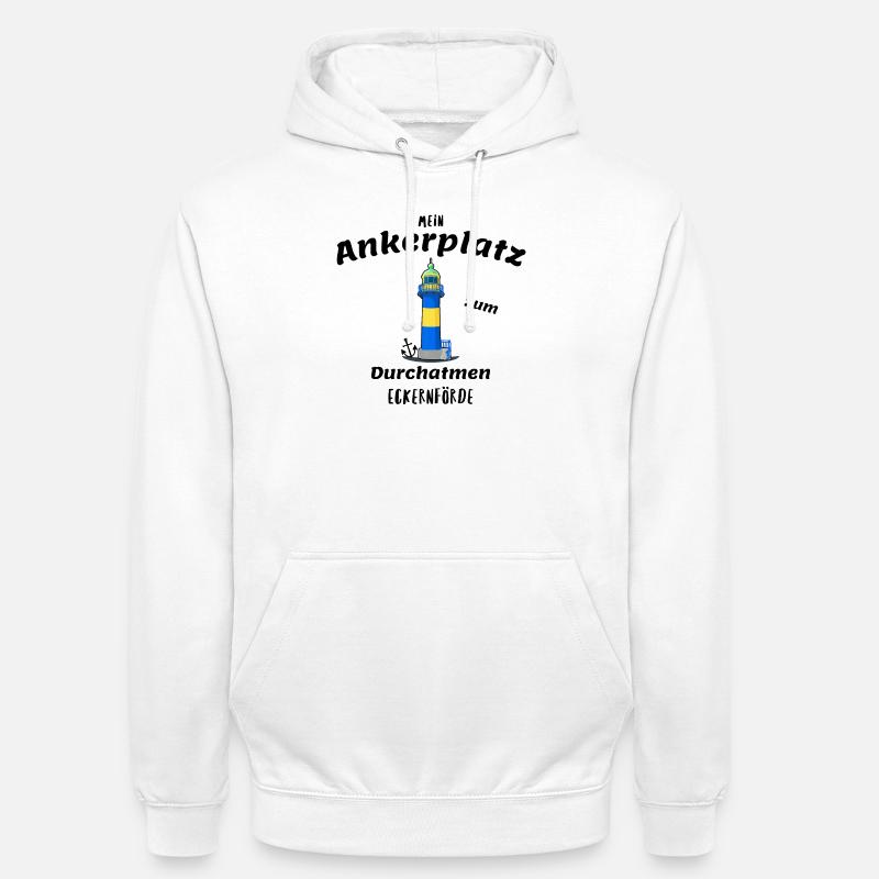 Alter Leuchtturm Eckernförde, Ankerplatz - Unisex Hoodie - Weiß