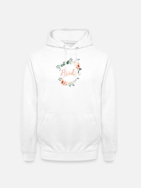 Team Bride! Green pastel wreath, customisable - Unisex Hoodie - white