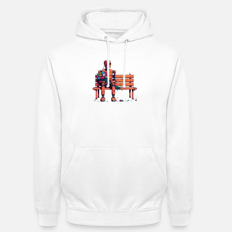 Robot Fleurs Rouillées Robot Amour Romance - Sweat-shirt à capuche unisexe - blanc