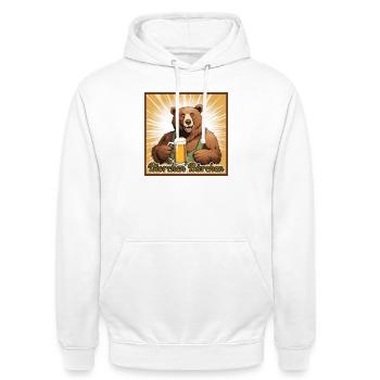 Bierchen Bärchen - Unisex Hoodie - Weiß - Vorne - AI Model Male 185 dark (185cm) & AI Model Female 172 dark (172cm)