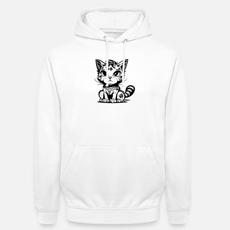 Mignon assis Manga Comic Cat - Sweat-shirt à capuche unisexe - blanc