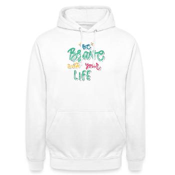Be brave in life - Unisex Hoodie - white - Front - AI Model Male 185 dark (185cm) & AI Model Female 172 dark (172cm)