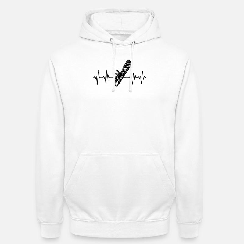 Scie bûcheron tronçonneuse menuiserie menuiserie - Sweat-shirt à capuche unisexe - blanc