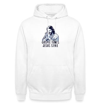 Gospel Tunes Jesus Style - Unisex Hoodie - white - Front - AI Model Male 185 dark (185cm) & AI Model Female 172 dark (172cm)