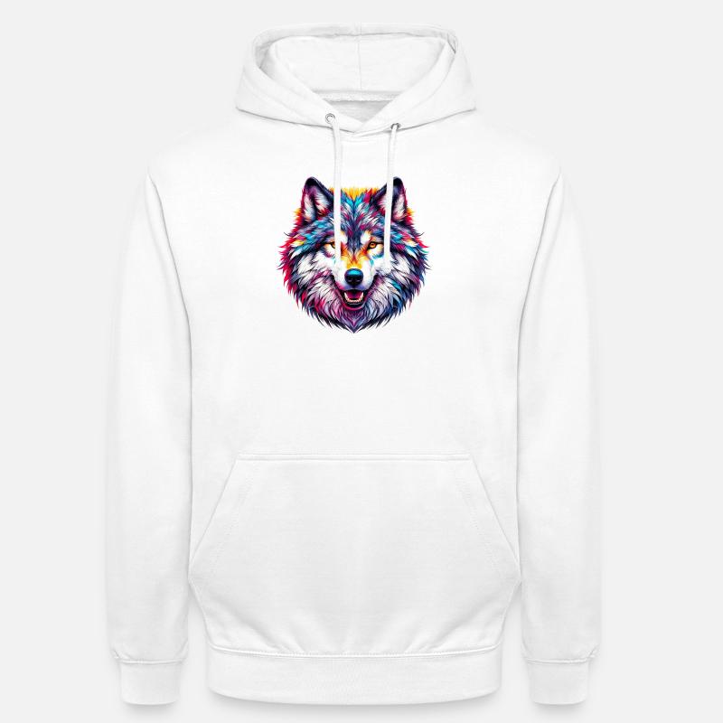 Loup - Sweat-shirt à capuche unisexe - blanc