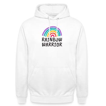 Rainbow Warrior - Unisex Hoodie - white - Front - AI Model Male 185 dark (185cm) & AI Model Female 172 dark (172cm)
