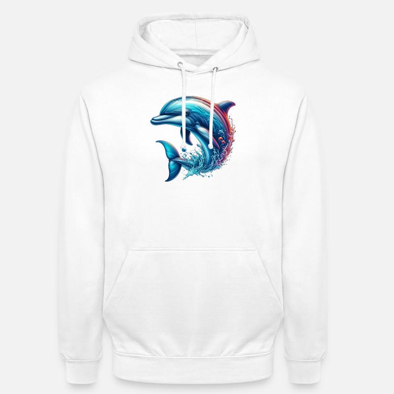 Dauphin - Sweat-shirt à capuche unisexe - blanc