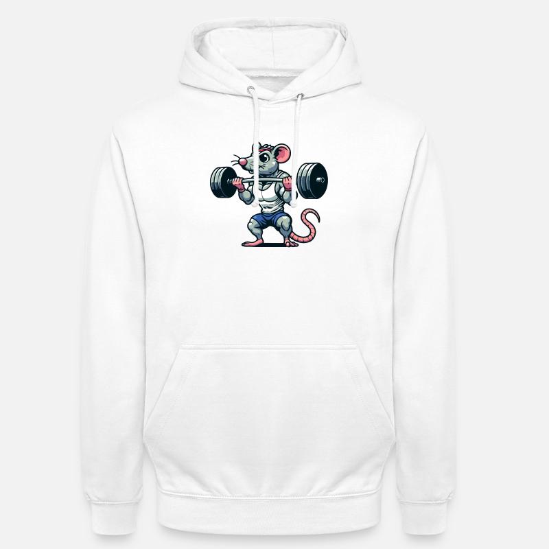 Mighty Mouse Lifter: Der Workout-Krieger - Unisex Hoodie - Weiß