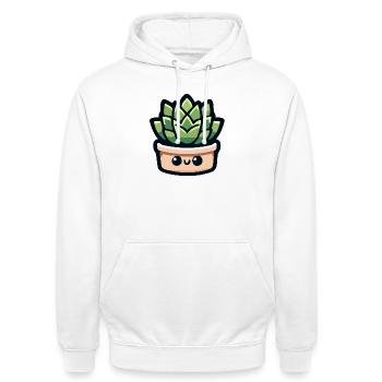 Petite Potted Pal: Die fröhliche Sukkulente - Unisex Hoodie - Weiß - Vorne - AI Model Male 185 dark (185cm) & AI Model Female 172 dark (172cm)