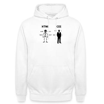 Developer Programmierer Coden Css Skripting Code - Unisex Hoodie - Weiß - Vorne - AI Model Male 185 dark (185cm) & AI Model Female 172 dark (172cm)