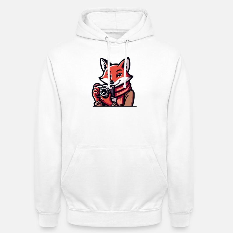 Shutter Fox : l’aventurier de l’instantané - Sweat-shirt à capuche unisexe - blanc