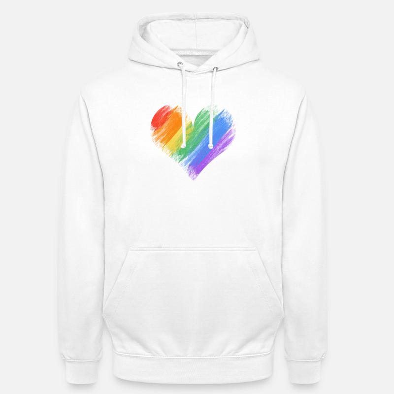 Regenbogenherz Pinselstrich - Unisex Hoodie - Weiß
