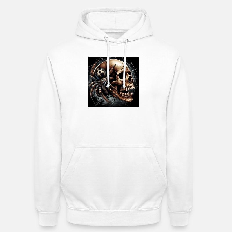 Crâne et araignée - Sweat-shirt à capuche unisexe - blanc