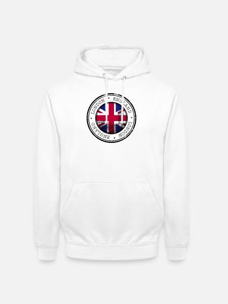Londoner Flagge Rundes Abzeichen - Unisex Hoodie - Weiß