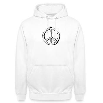 Signe de paix - Sweat-shirt à capuche unisexe - blanc - Devant - AI Model Male 185 dark (185cm) & AI Model Female 172 dark (172cm)