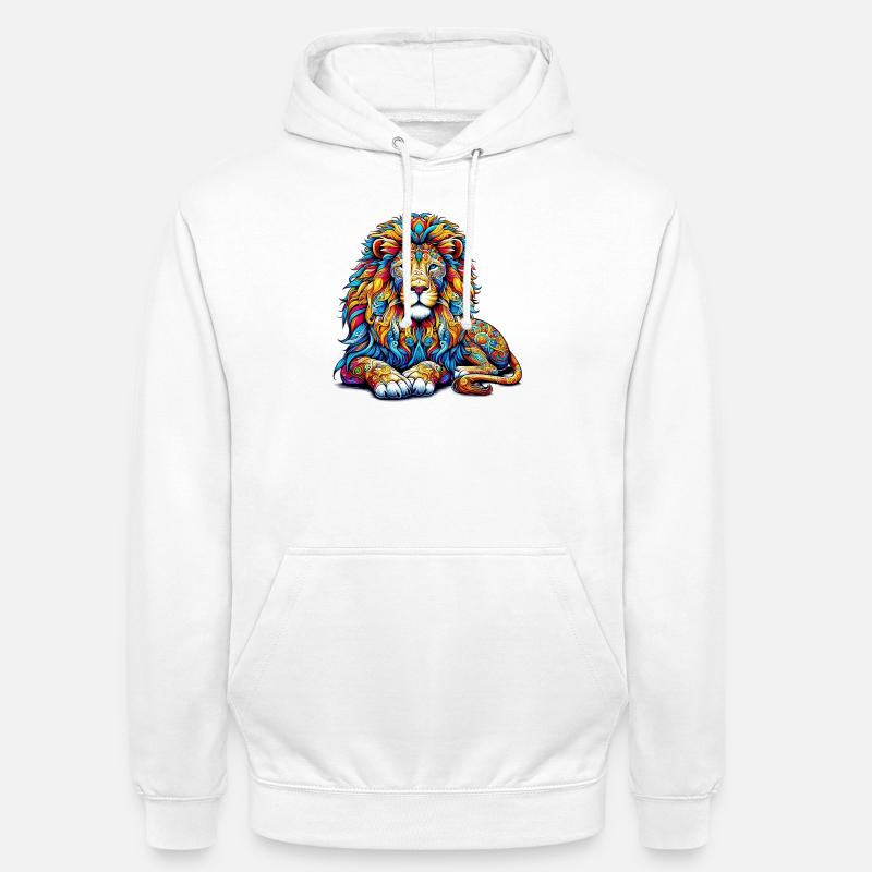 Lion - Sweat-shirt à capuche unisexe - blanc