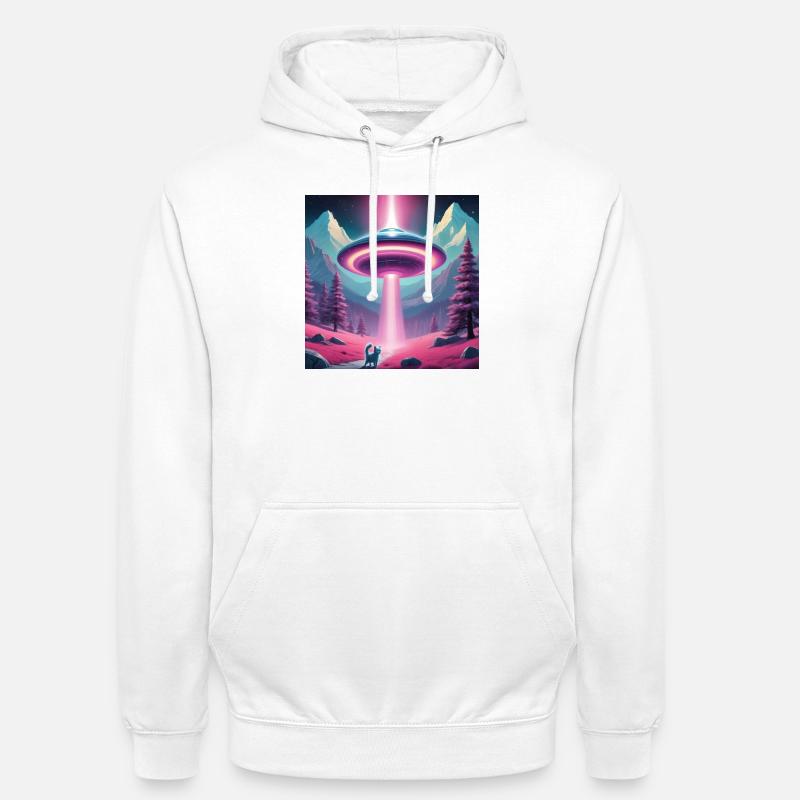 Ufo mit Kätzchen - Unisex Hoodie - Weiß