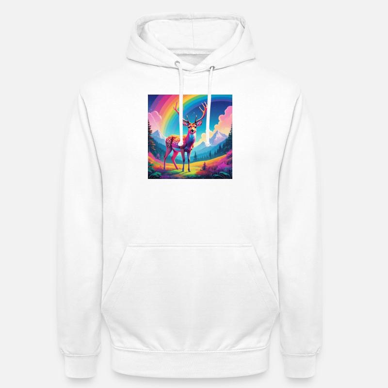 Hirsch mit Regenbogen - Unisex Hoodie - Weiß