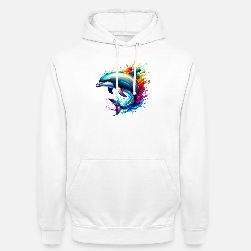 Dauphin - Sweat-shirt à capuche unisexe - blanc