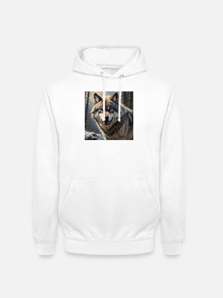 Loup - Sweat-shirt à capuche unisexe - blanc