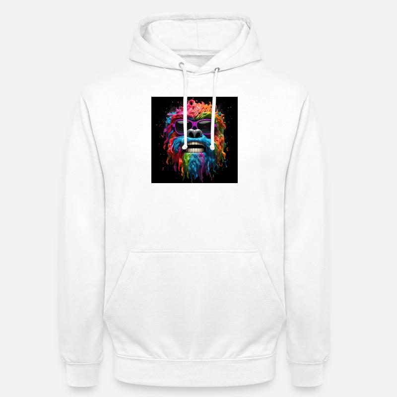 Psychedelischer Gorilla mit Sonnenbrille - Unisex Hoodie - Weiß