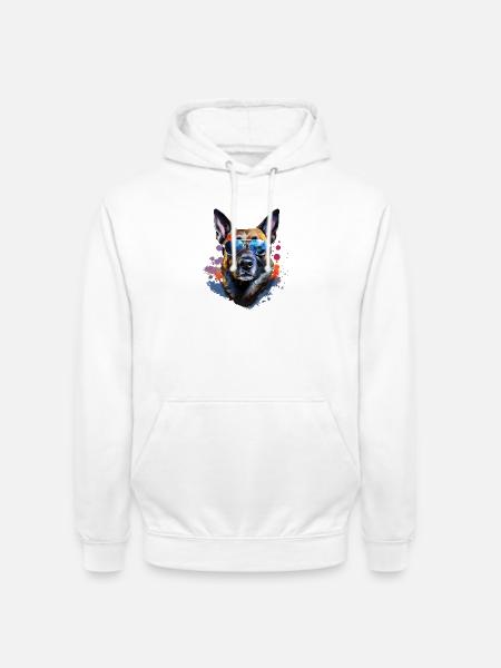 Malinois with sunglasses - Unisex Hoodie - white