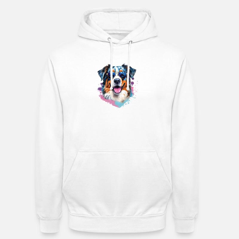 Australian Shepherd mit Sonnenbrille - Unisex Hoodie - Weiß