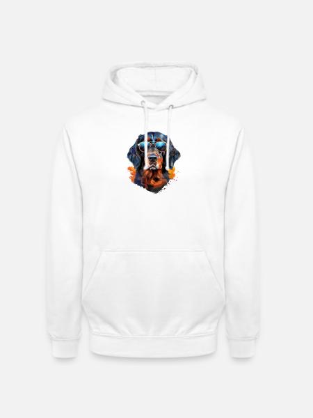 Gordon Setter with sunglasses - Unisex Hoodie - white