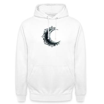 Mondsichel mit Ranken, Schlafzimmer Deko - Unisex Hoodie - Weiß - Vorne - AI Model Male 185 dark (185cm) & AI Model Female 172 dark (172cm)