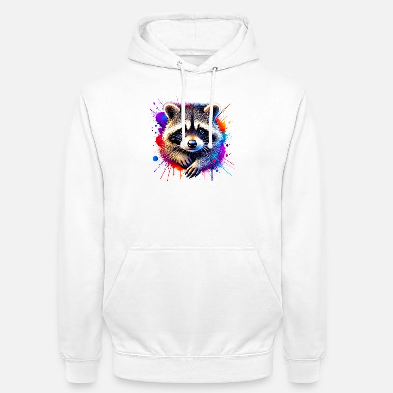 Raton laveur - Sweat-shirt à capuche unisexe - blanc