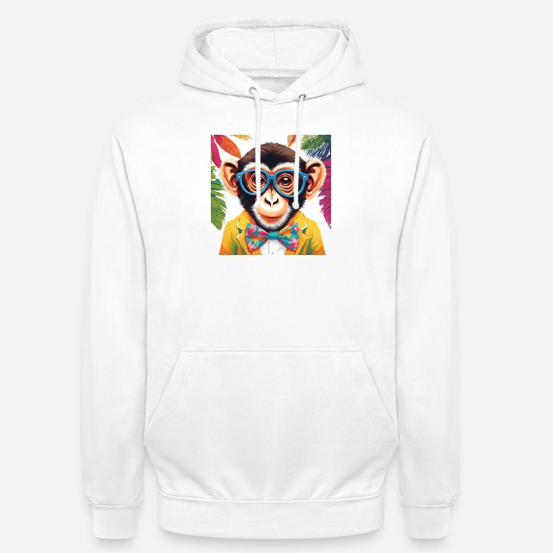 Lebendiger Affe in stilvoller Kleidung - Unisex Hoodie - Weiß